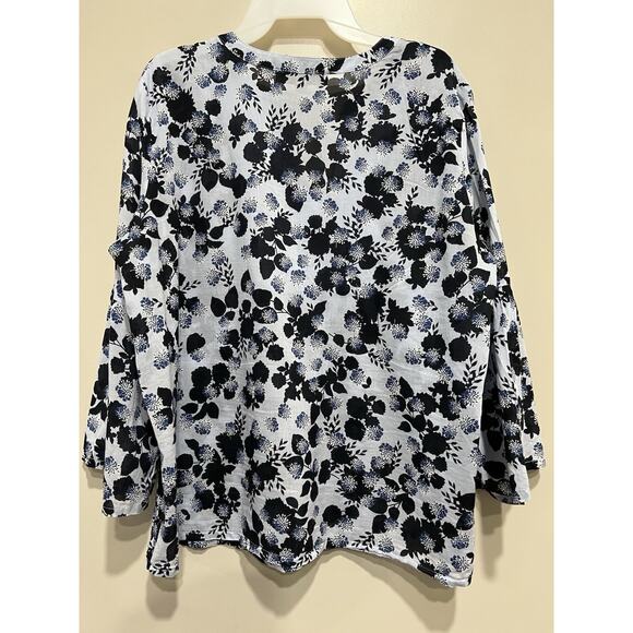 Loft floral peasant boho 3/4 bell Sleeve women's ight blue Blouse Size large - Picture 13 of 13